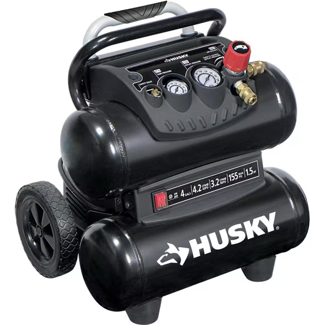Husky 4 Gallon Oil Free Portable Stack Tank Air Compressor H1504ST2